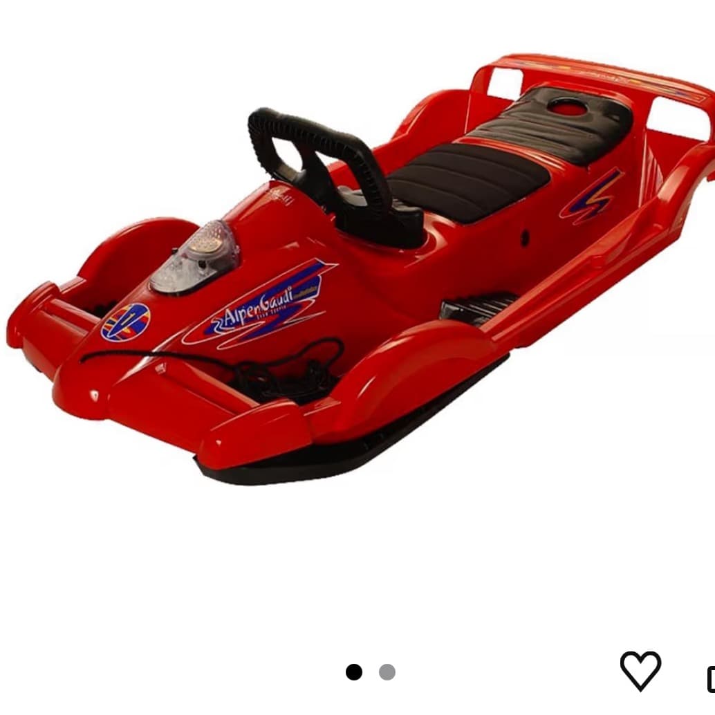 Two-seater bob with steering wheel and brake