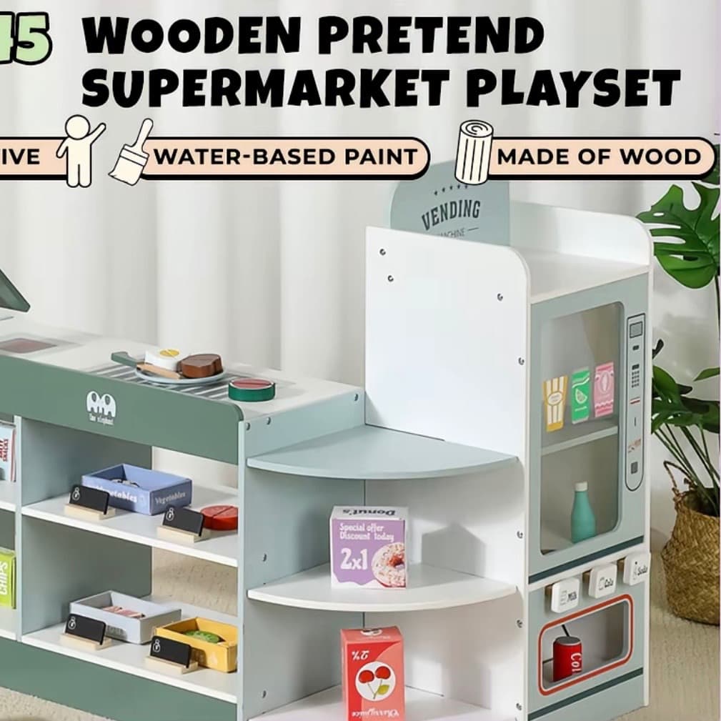 Wooden Pretend Supermarket Playset