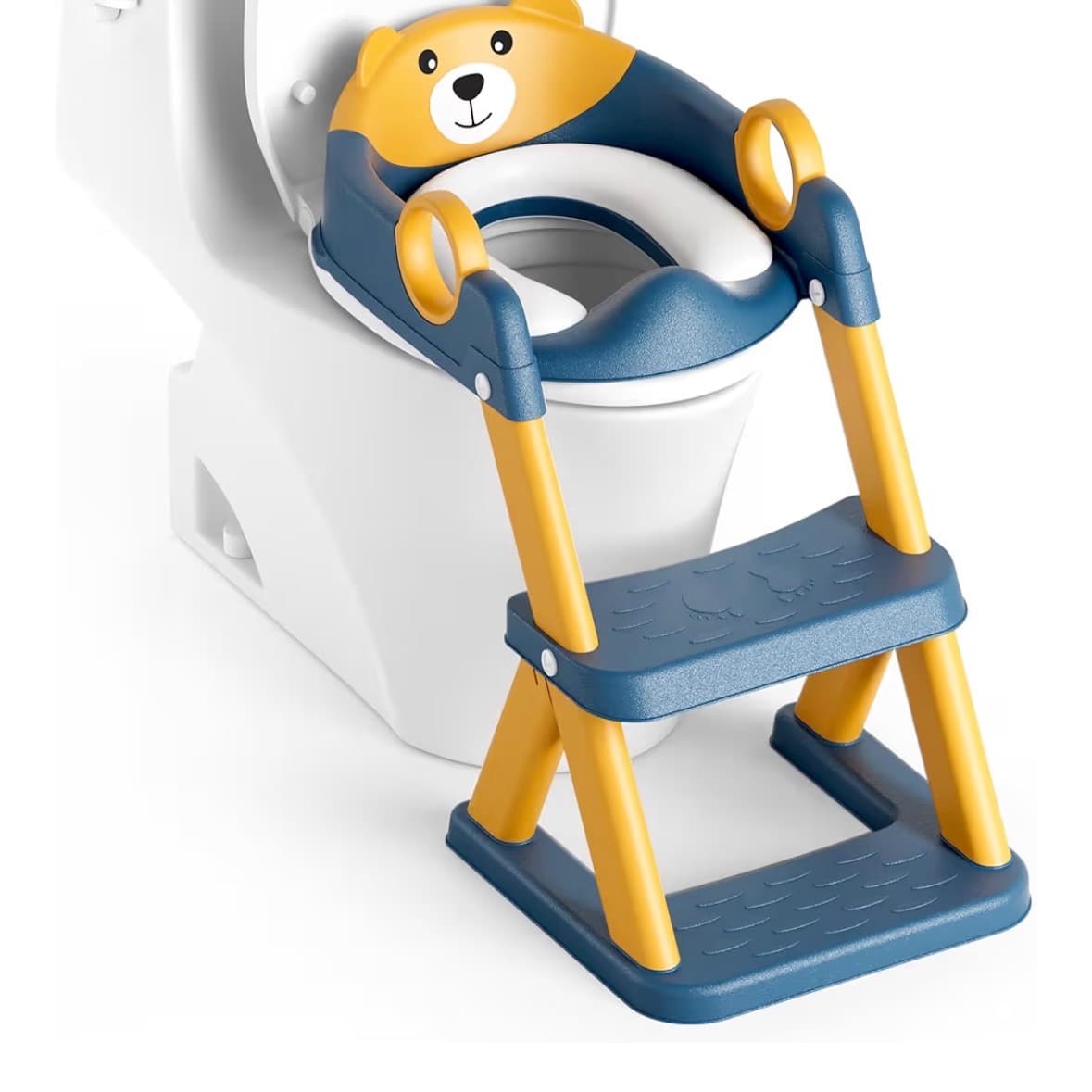 Potty Training Seat, Upgrade Toddler Toilet Seat for Kids Boys Girls, 2 in 1 Potty Training Toilet, Splash Guard Anti-Slip Pad Step Stool(Blue-Yellow)