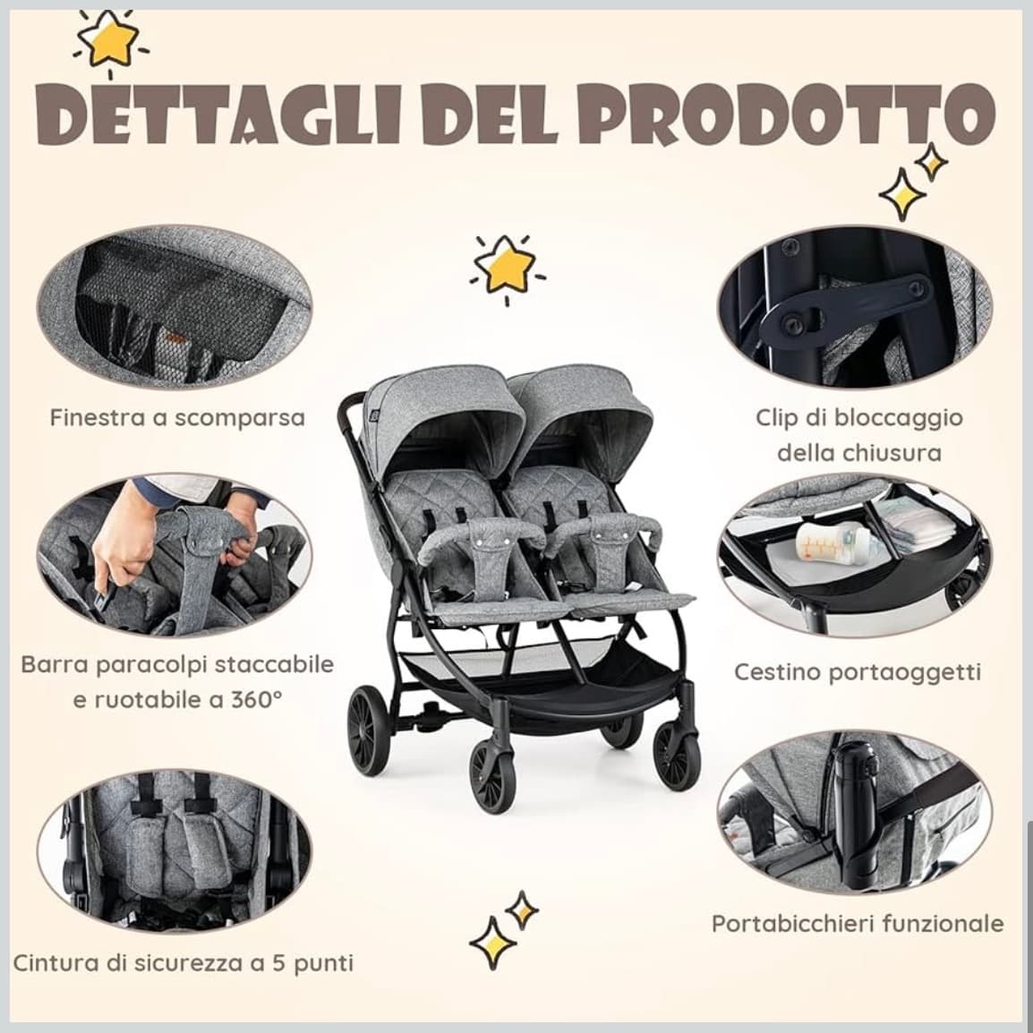 Costway twin stroller - 3