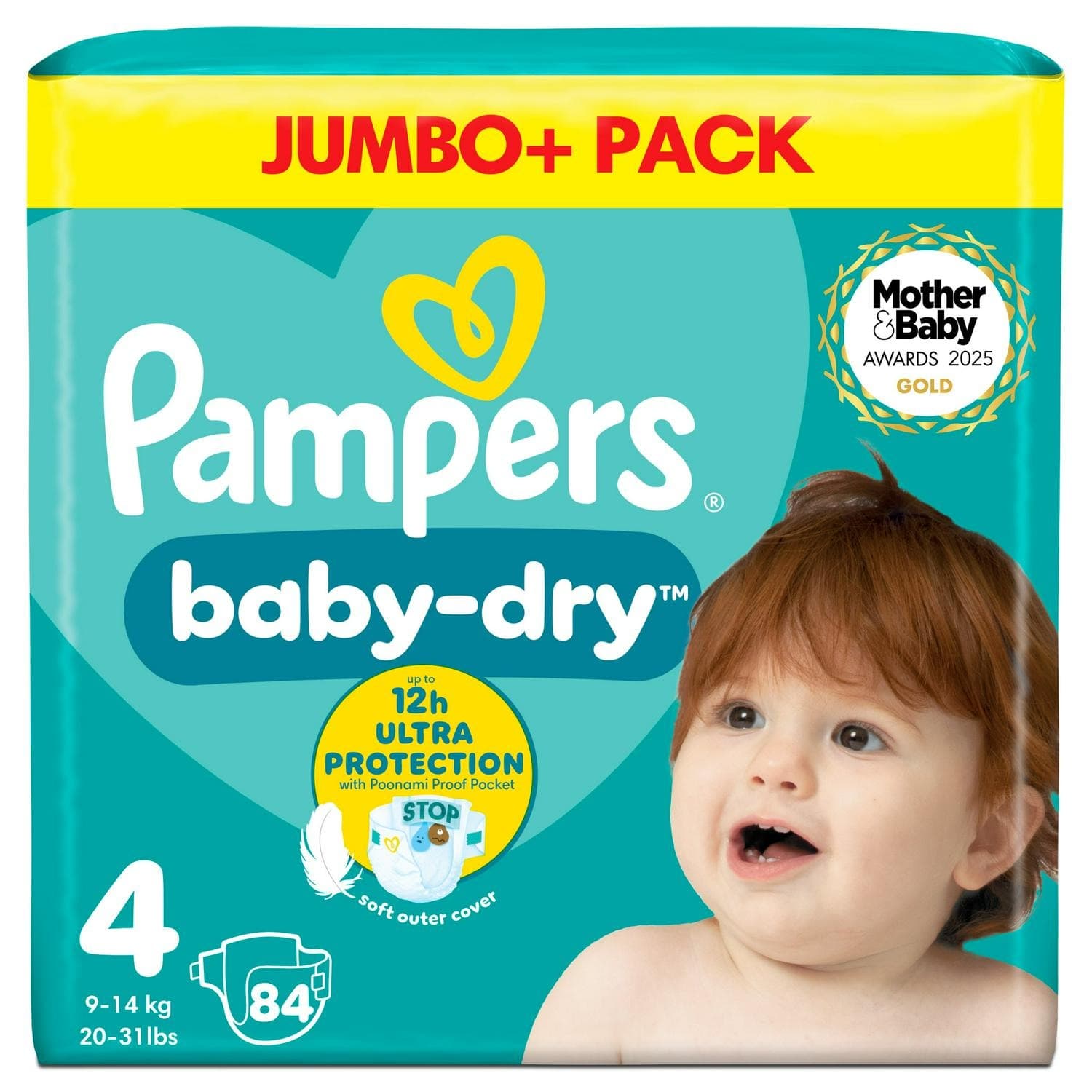 Pampers Nappies Size 4, 9kg-14kg 84 Nappies