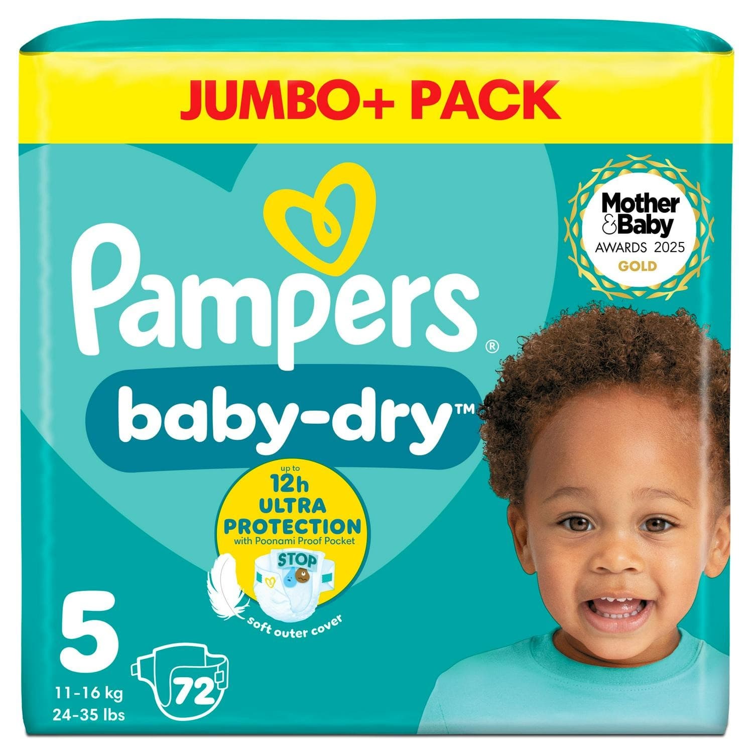 Pampers Baby-Dry Size 5, 72 Nappies, 11-16kg