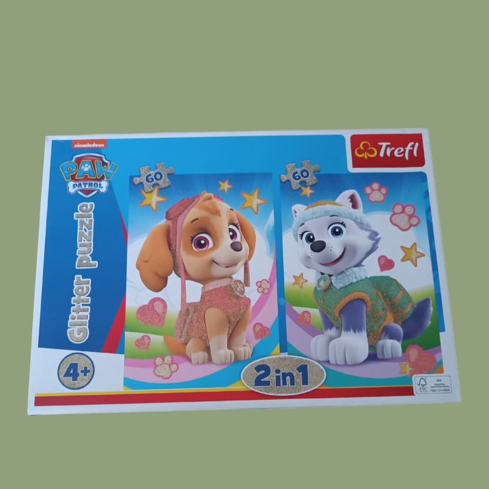 Set of 4 puzzles 4+.  2 in 1 glitter puzzles