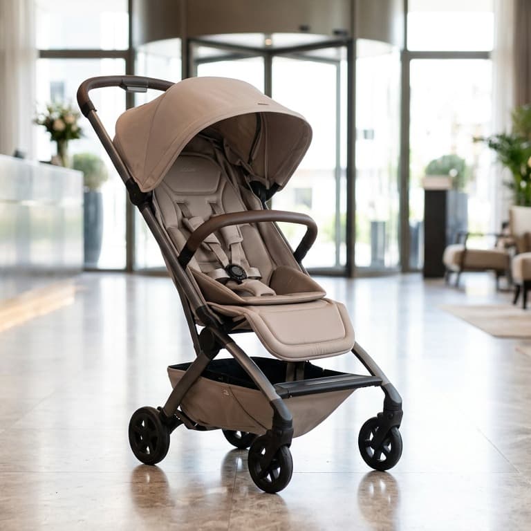 Premium Lightweight Stroller – Joolz Aer2 (Sandy Taupe) with Bumper Bar & Comfort Insert