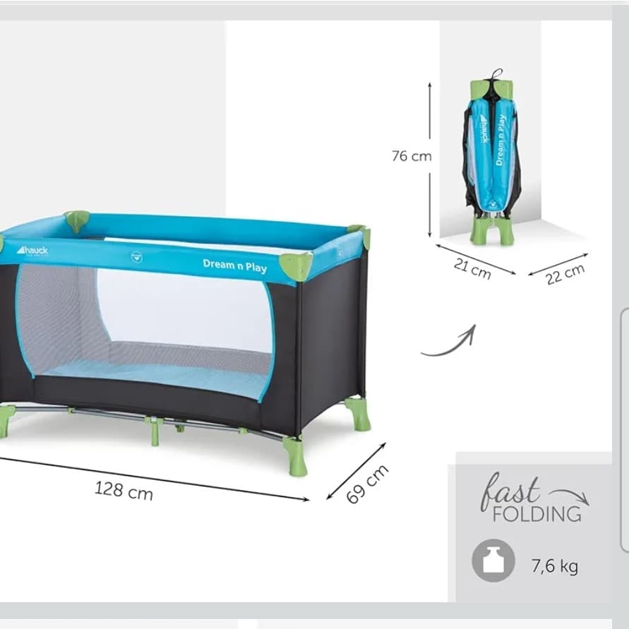 Travel Cot/Bett + Mattress;  Hauck Reisebett + Matratze