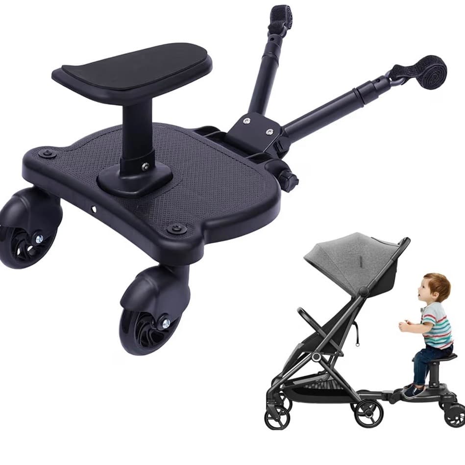 Universal 2-in-1 Buggy Board with Seat – Toddler Pram Stroller Ride-On Board