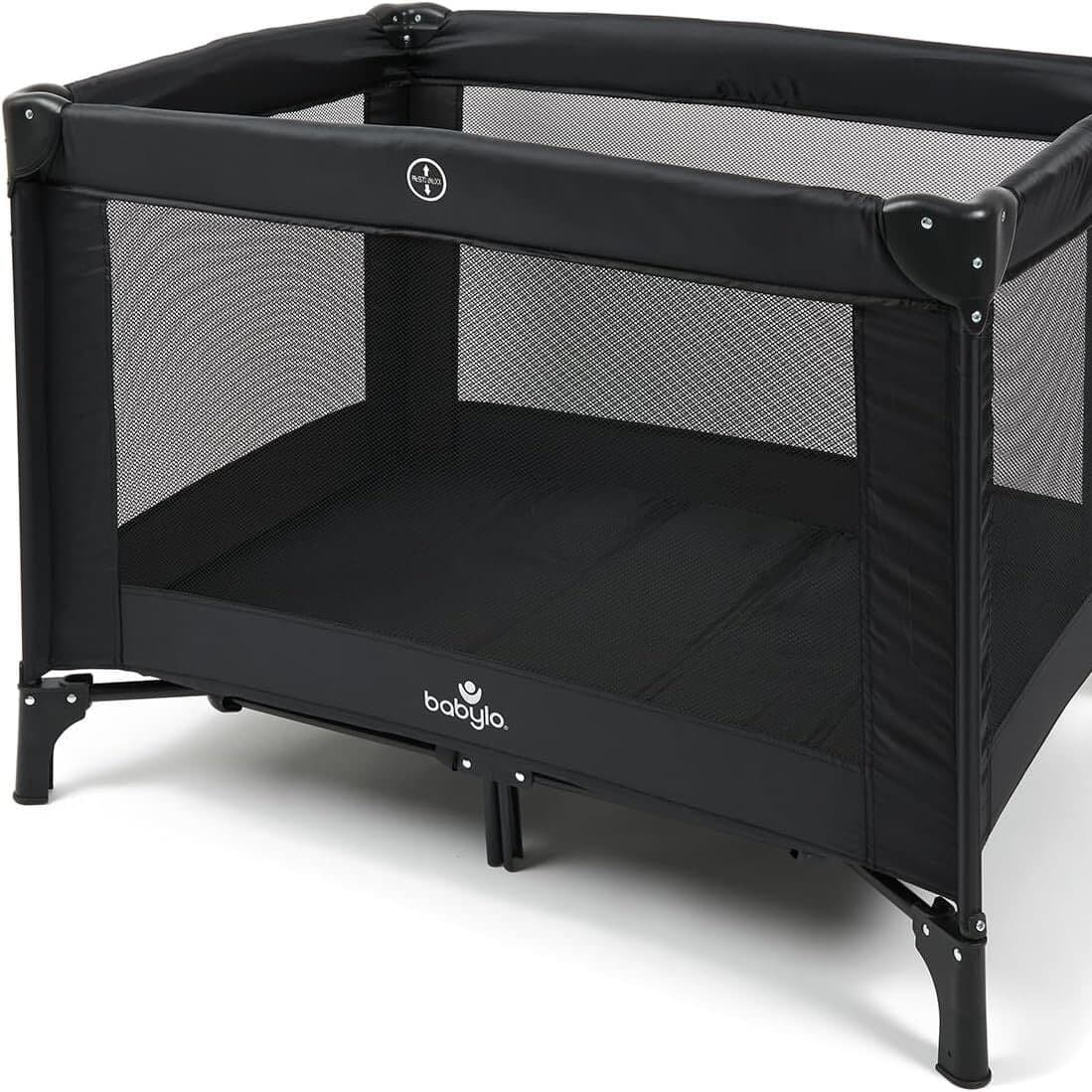 Babylo Alpha Lightweight Travel Cot (Birth–15kg) Black