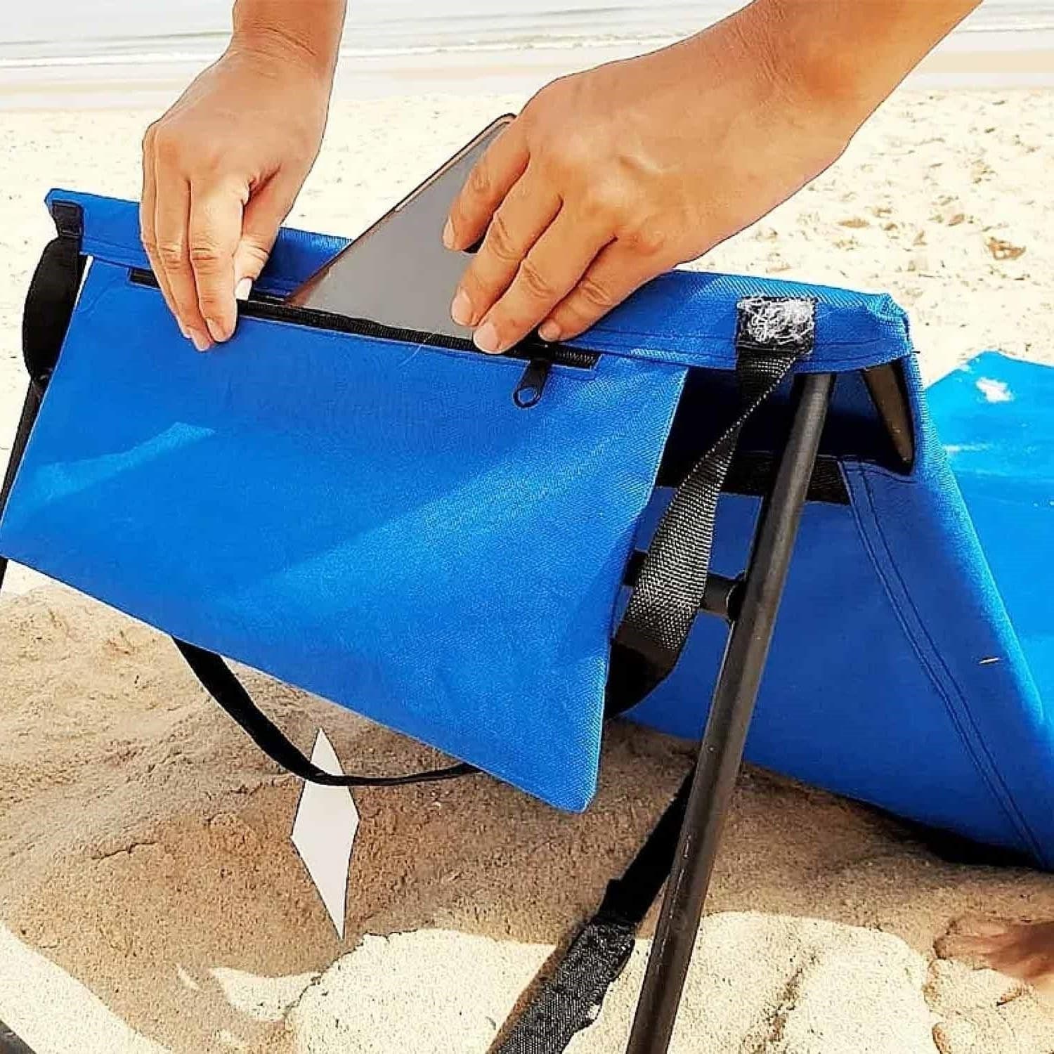 2 x tappetini da spiaggia pieghevoli impermeabili portatili e leggeri con schienale - 3
