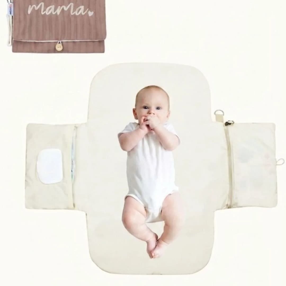 Portable Baby Changing Pad & Diaper Bag/Portable Bottom Opening Cushion & Grooming Bag