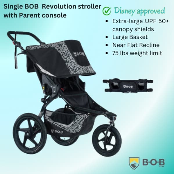 BOB Gear Revolution Flex 3.0  SINGLE Jogging Stroller + Handlebar Console 