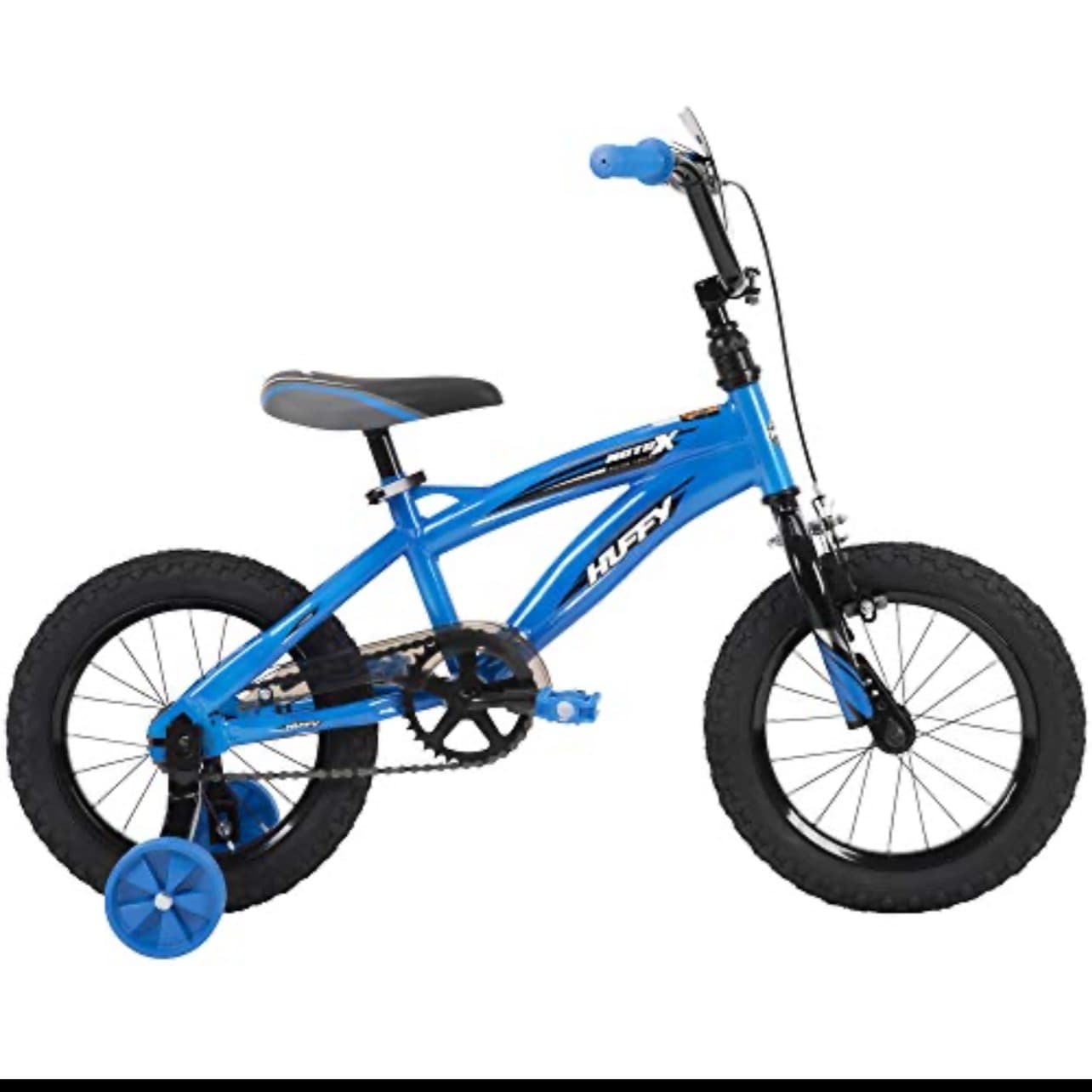 HUFFY MOTO X 14 INCH BOYS BIKE WITH HELMET BLUE/BLACK, 2-6 YEAR OLD