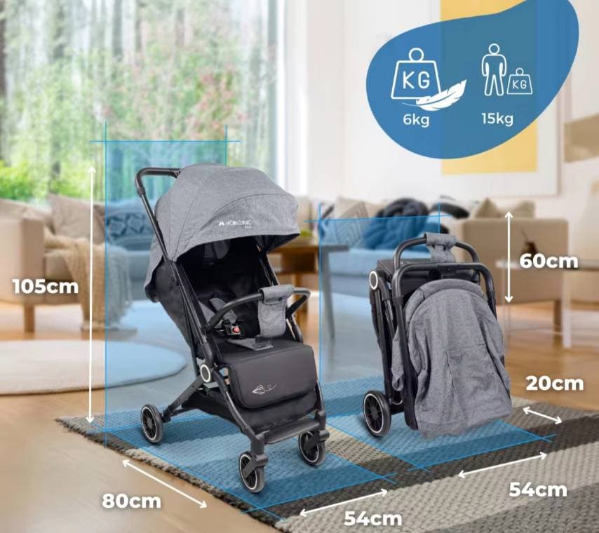 Passeggino per bambini |Compatto |Pieghevole |Maniglia singola |Per viaggiare |Poggiapiedi regolabile |Peso massimo 15 kg - 2