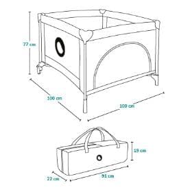 Box Lionelo Lene (Grey Stone) — Rete traspirante, porta con cerniera e materasso T25 + borsa per il trasporto - 4