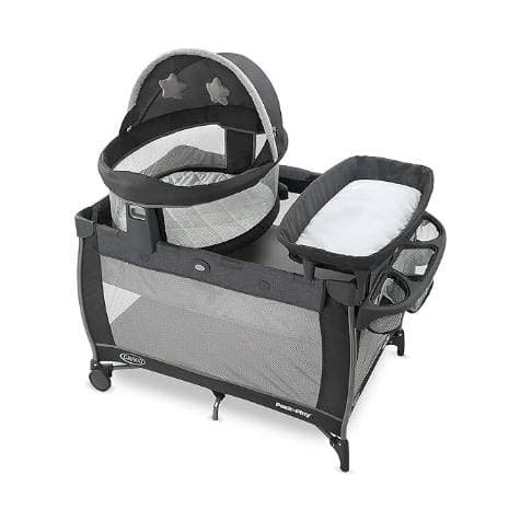 Graco Pack n Play Dome LX Playard with Baby Bassinet, Lightweight Portable Crib, Push-Button Fold Travel Crib, Redmond, Convertible