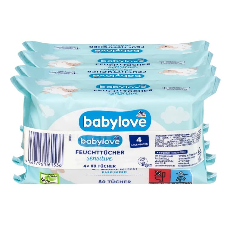 Wet wipes sensitive, with almond extract 4X80pcs, 320 pcs