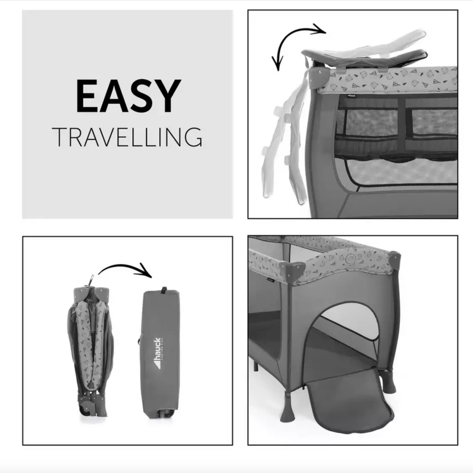 Hauck Nordic Grey Travel Cot + Mattress topper - 5