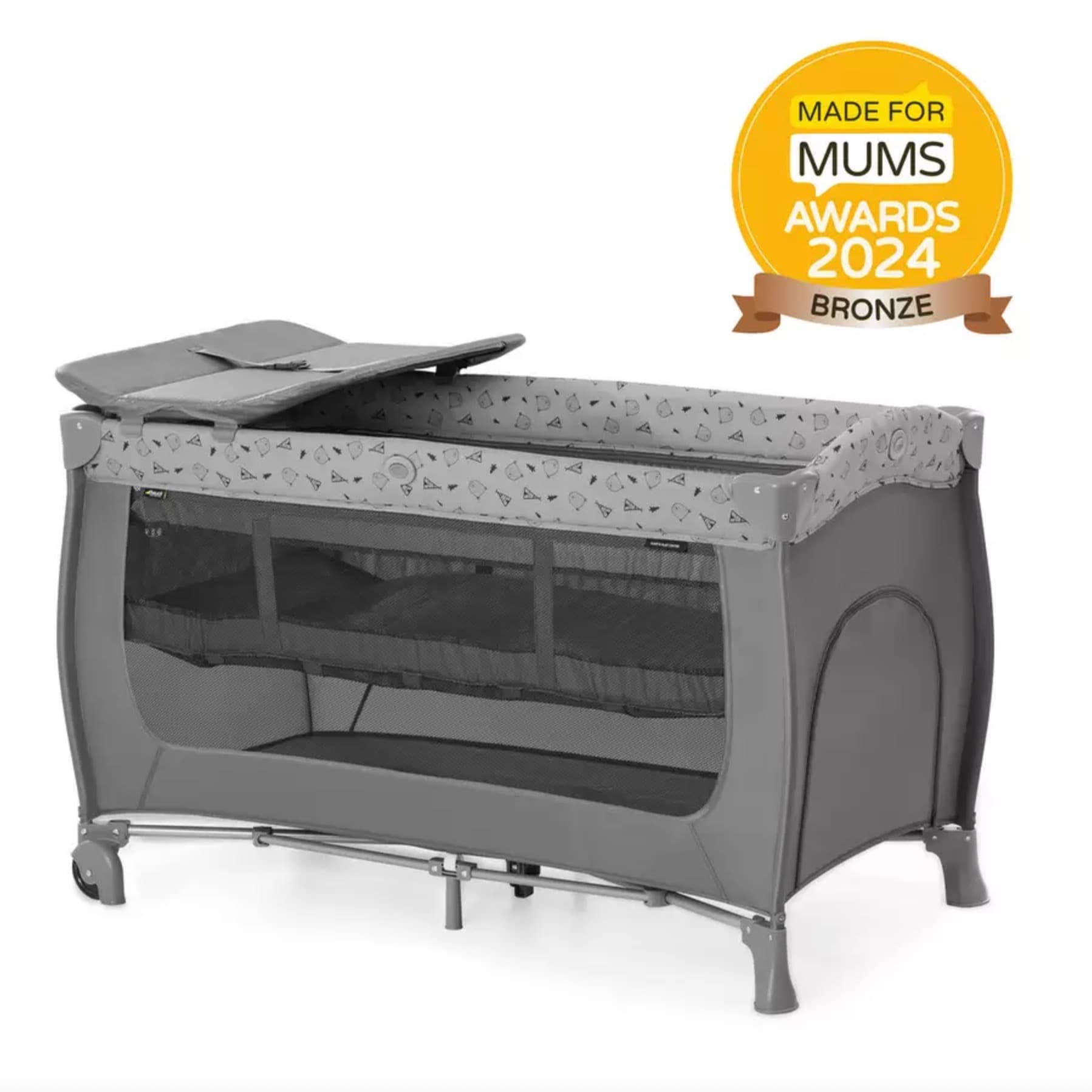 Hauck Nordic Grey Travel Cot + Mattress topper - 1