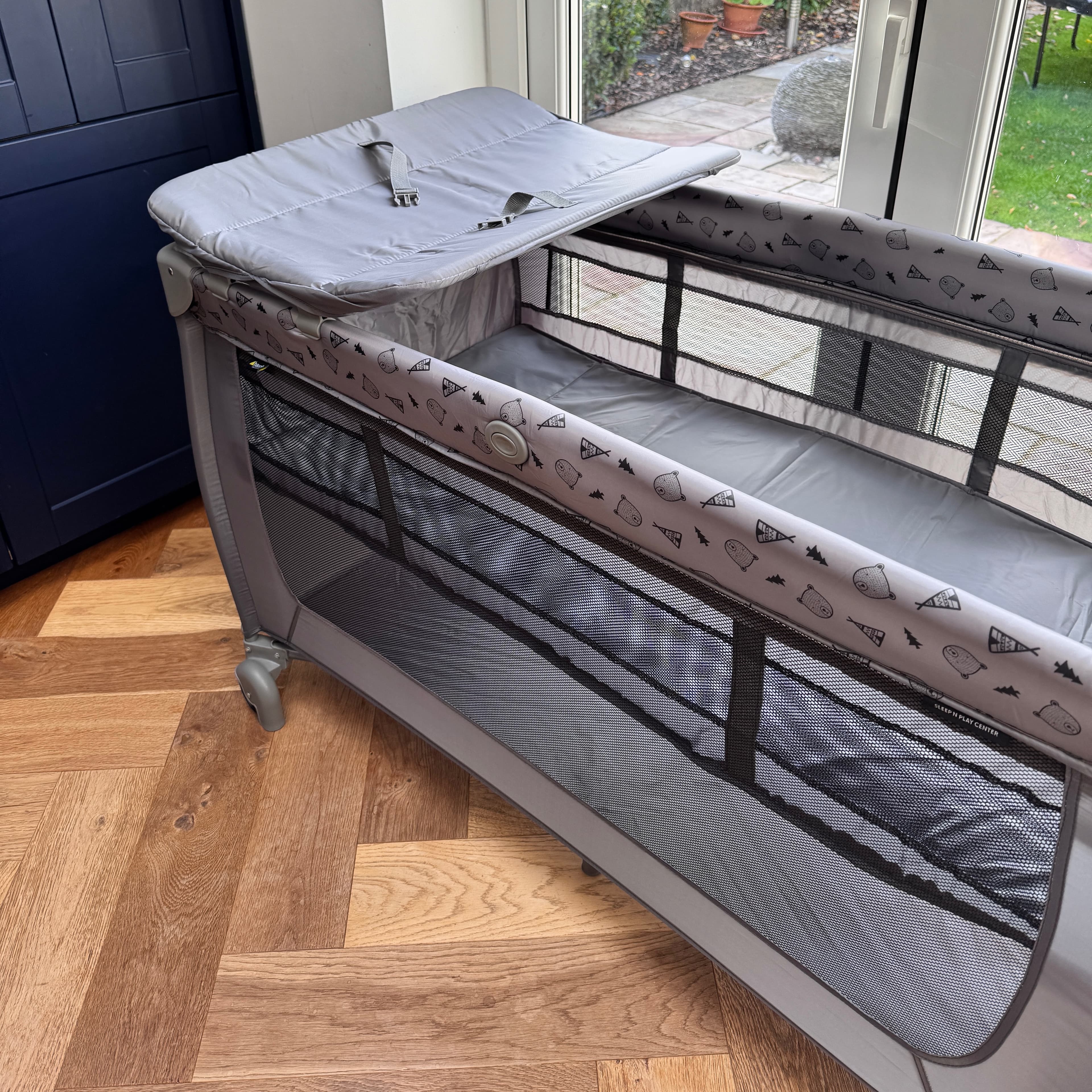 Hauck Nordic Grey Travel Cot + Mattress topper - 3