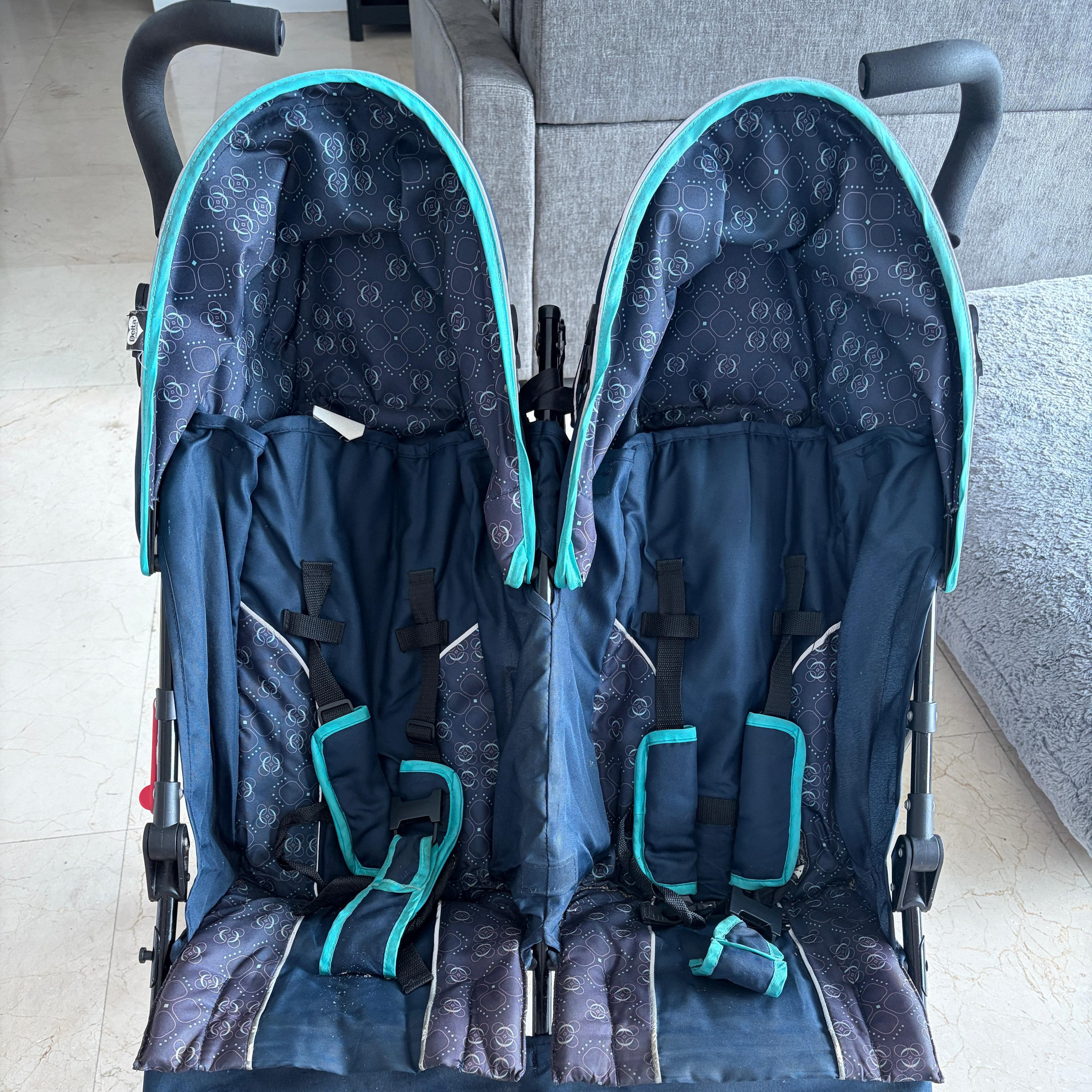 Delta Children LX Side by Side Stroller - with Recline, Storage & Compact Fold, Night Sky