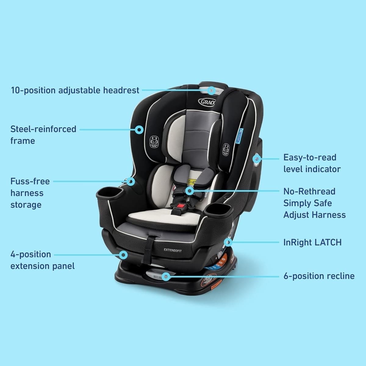GRACO extend2fit 4in1 platinum car seat - 3