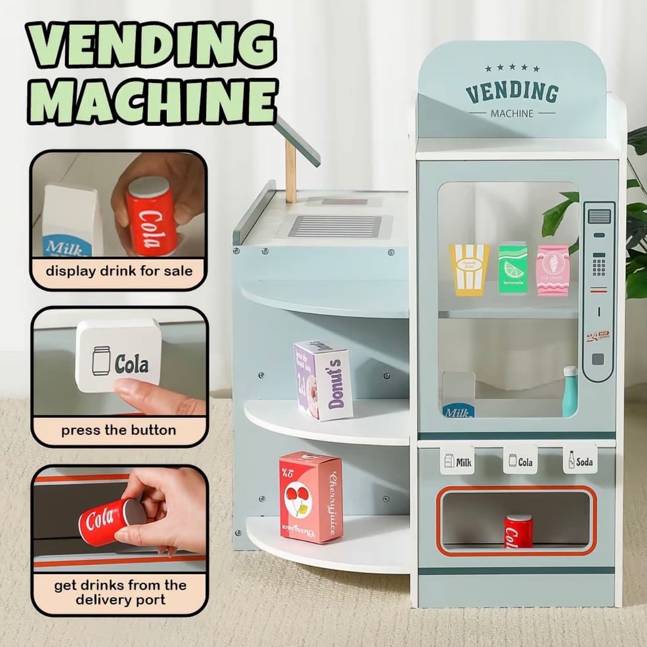 Wooden Pretend Supermarket Playset - 3