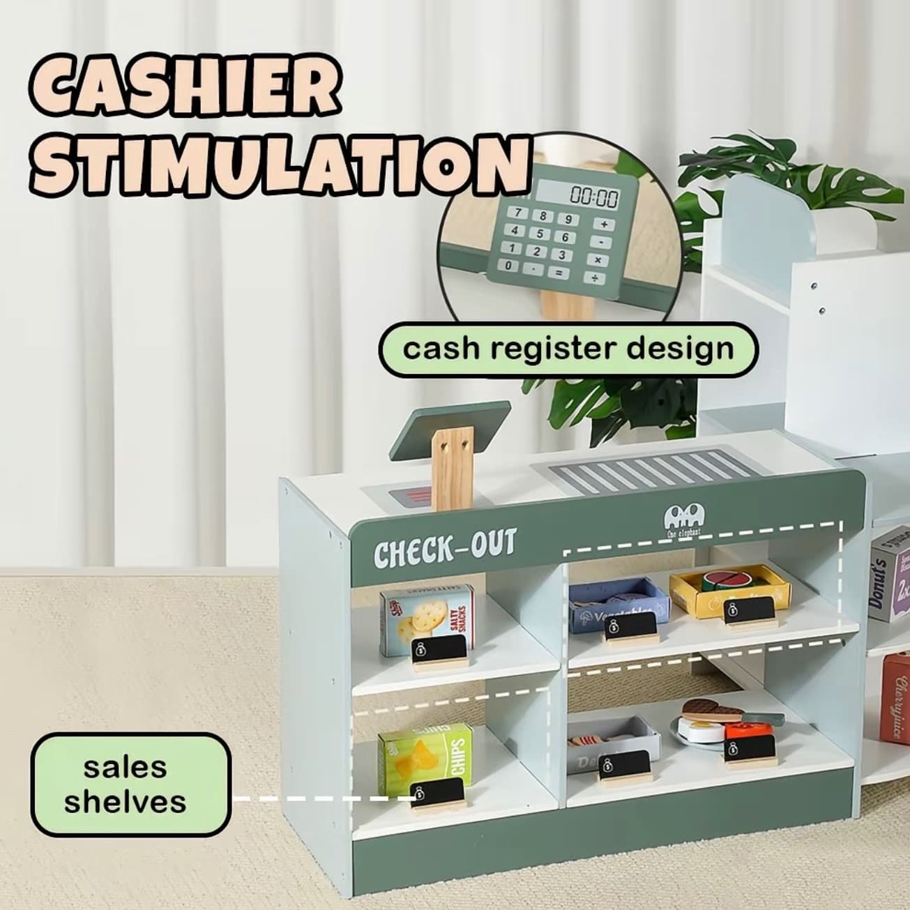Wooden Pretend Supermarket Playset - 4