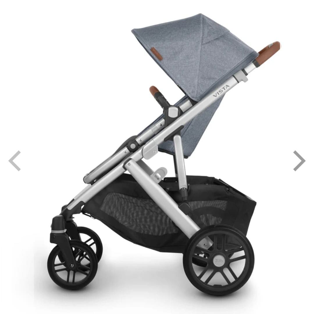 UPPAbaby Vista V2 Stroller with toddler seat- Gregory (Blue Melange/Silver/Saddle Leather)