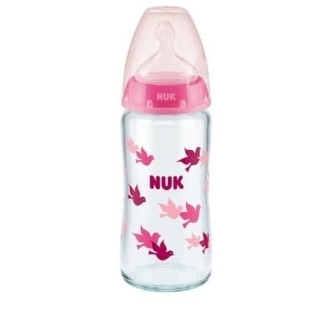 Nuk First Choice+ glass baby bottle silicon nipple anti-colic 0-6m Pink 240ml