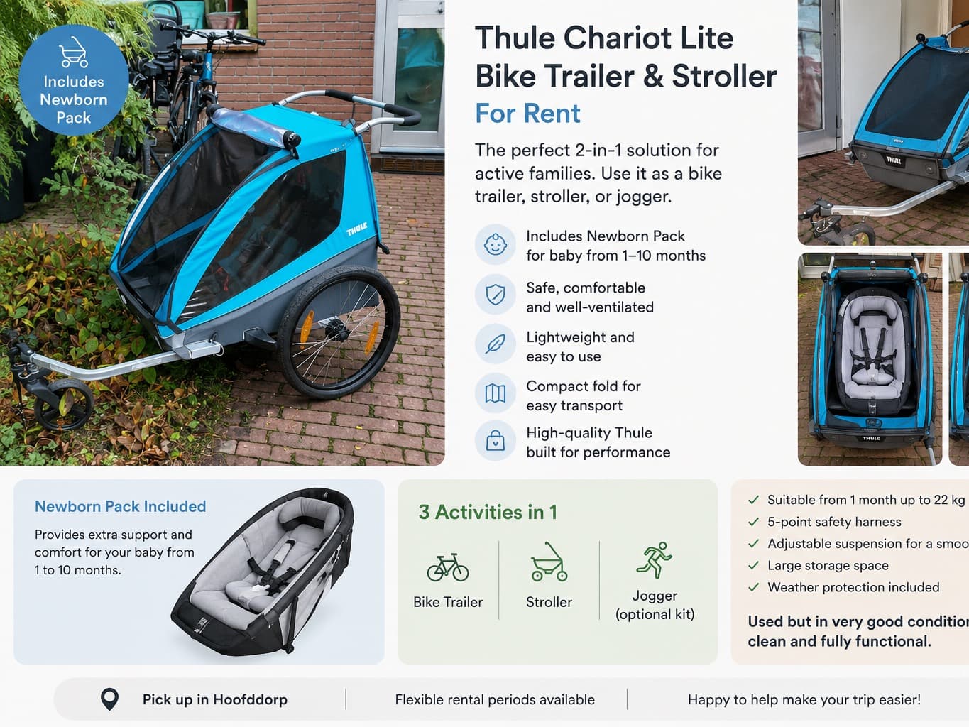 Rimorchio e passeggino per bici Thule Chariot con confezione per neonati - 2