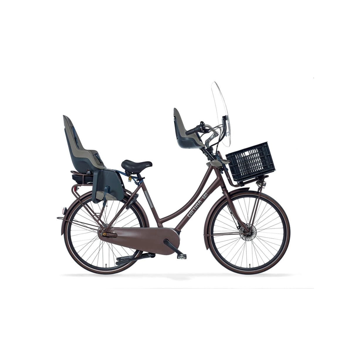 Bicicleta de mujer con dos asientos para niños