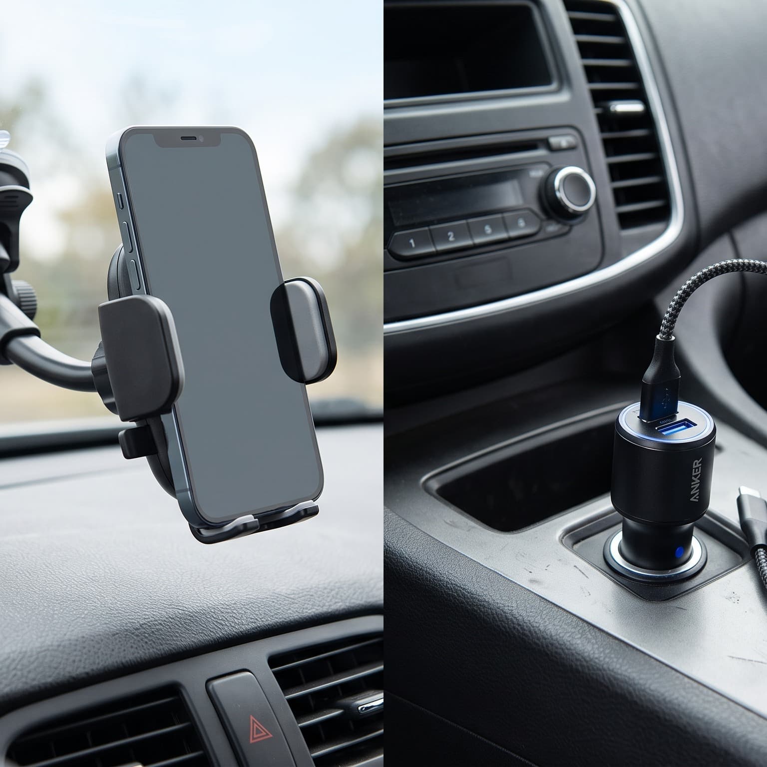 Car comfort pack: Phone holder and charger