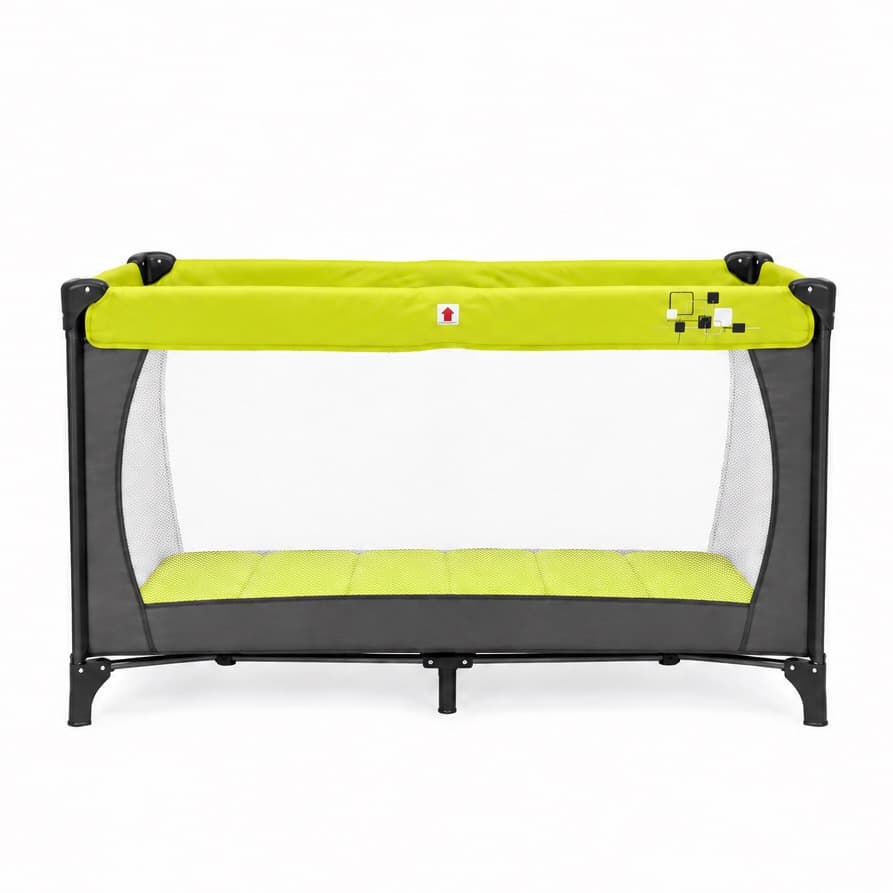 Comptine Youpi umbrella bed — Lime green & gray