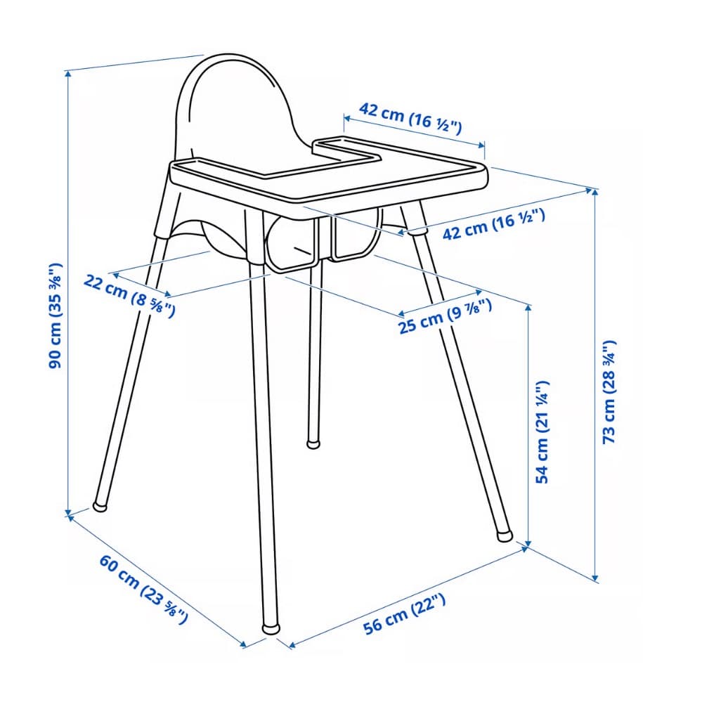 ANTILOP Highchair with tray, white/white - 3