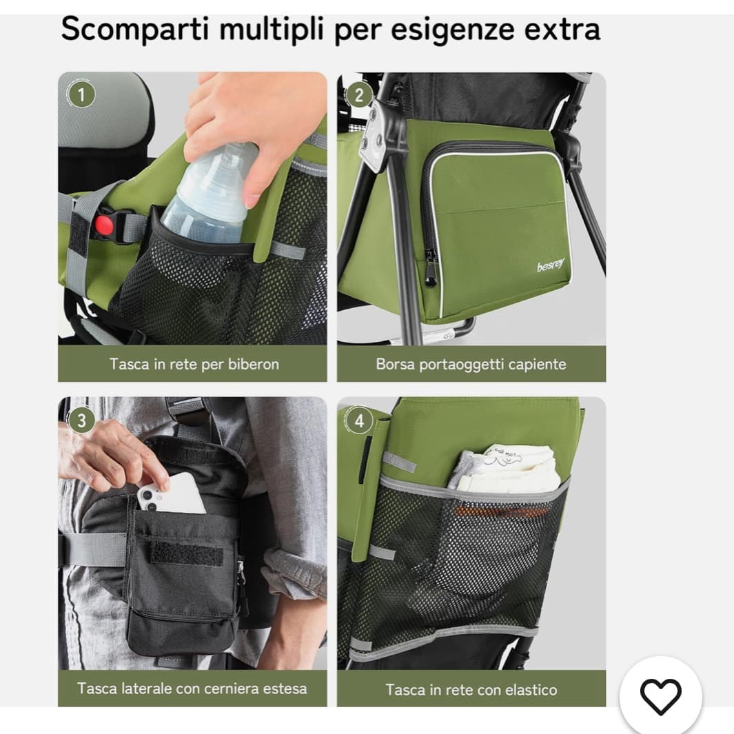 Zaino Porta Bambino Trekking Montagna (Verde Militare) - 2