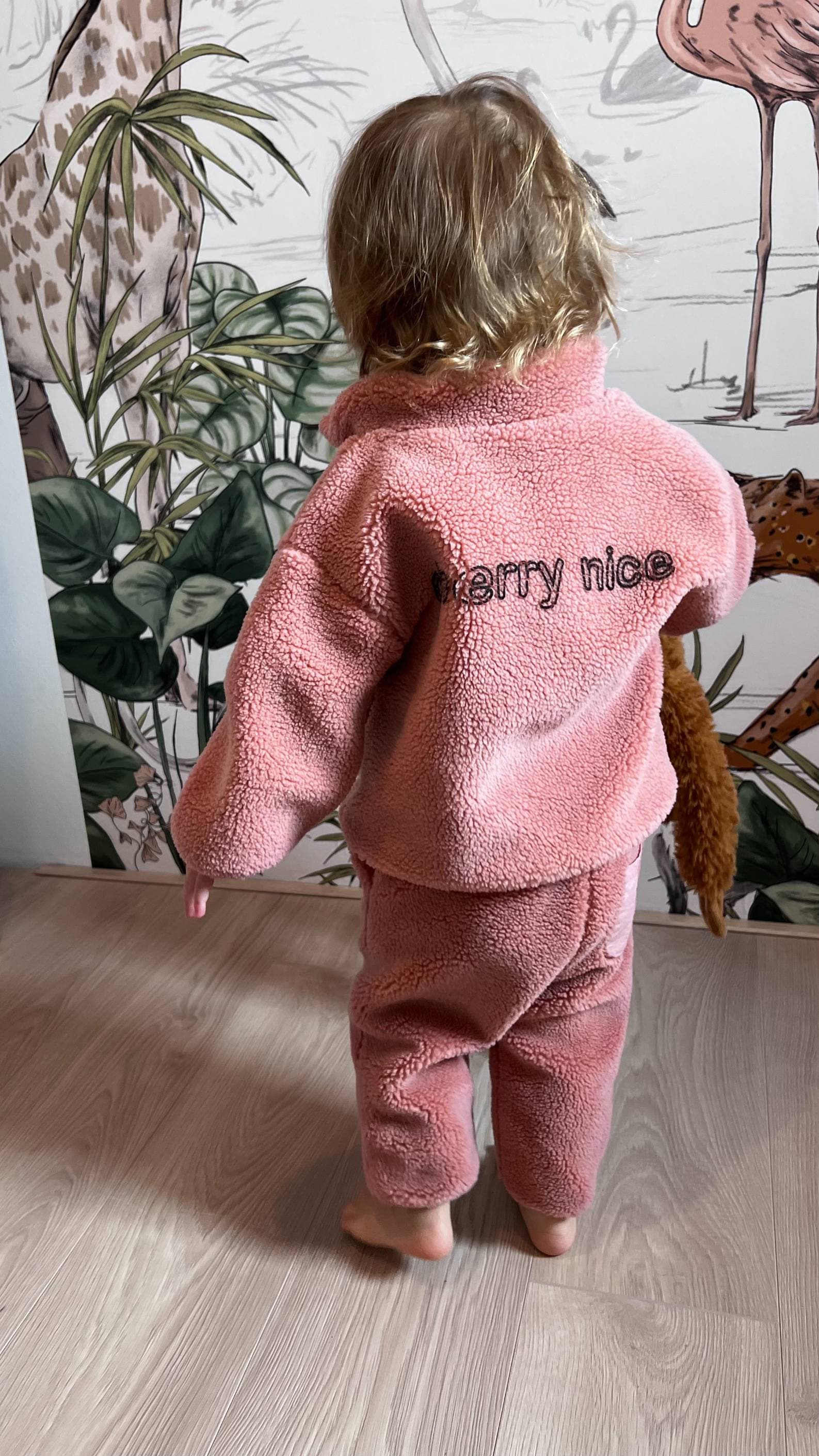 Cozy "Cherry Nice" Zara Fleece Two-piece Track Suit (9-18months) - 1