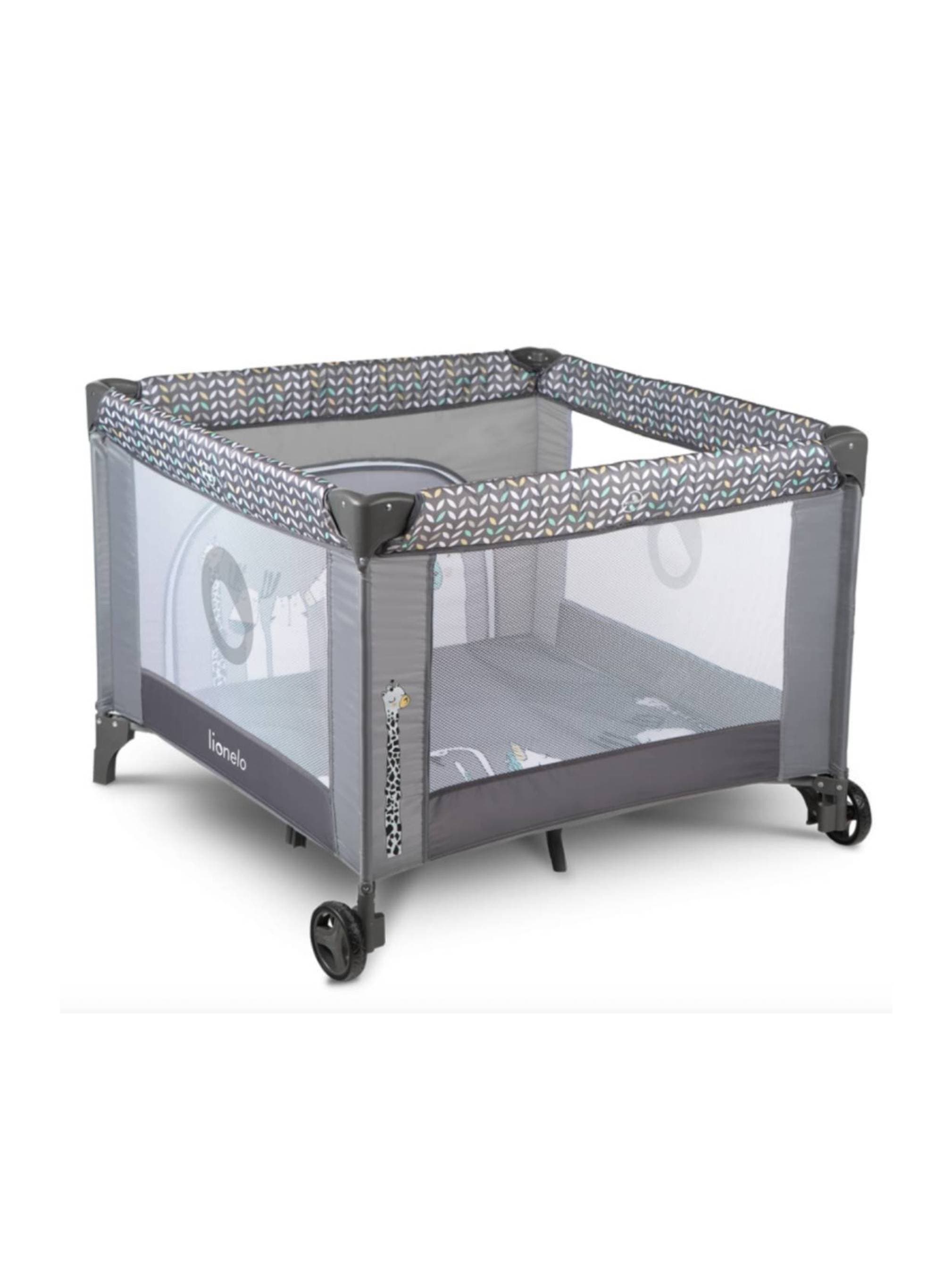 Lionelo Lene Playpen (Grey Stone) – Breathable Mesh, Zip Door & T25 Mattress + Carry Bag