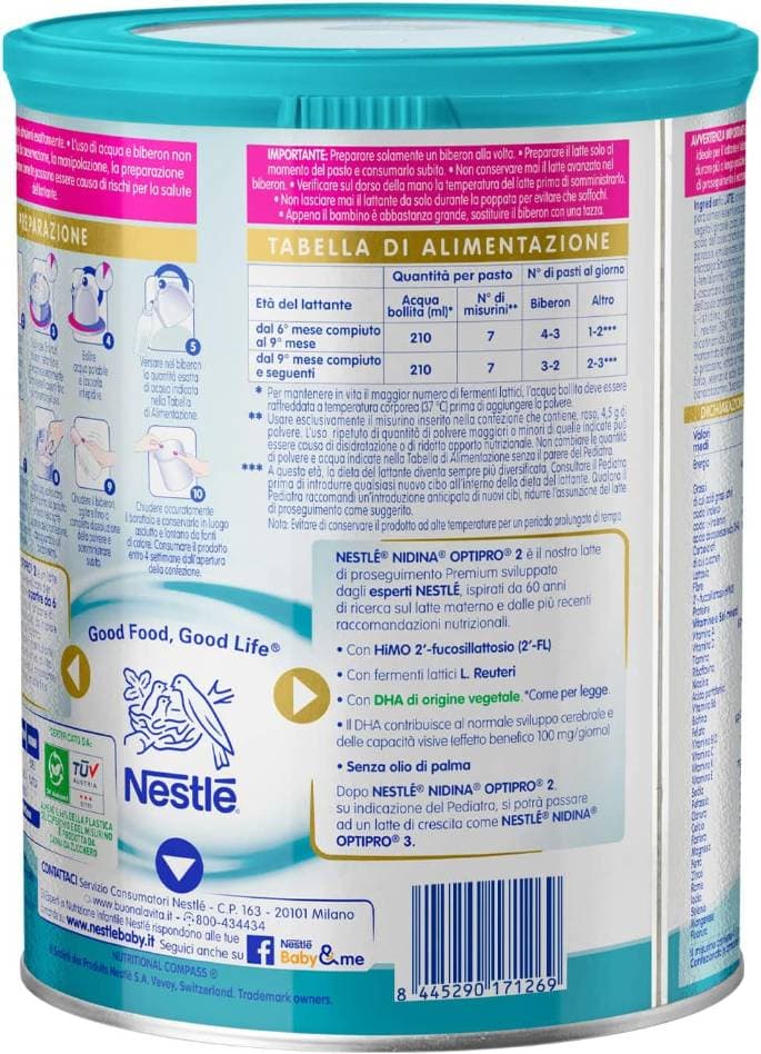 NESTLÉ NIDINA Optipro 2 Latte in polvere da 6 mesi, Latta8 00g - 2