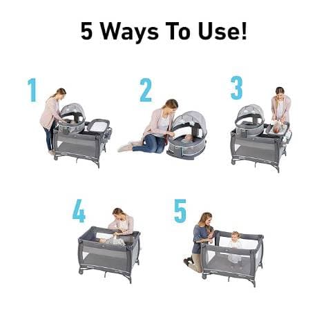 Graco Pack n Play Dome LX Playard with Baby Bassinet, Lightweight Portable Crib, Push-Button Fold Travel Crib, Redmond, Convertible - 2