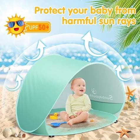 Baby Beach Tent, Baby Pool Tent, UV Protection Infant Sun Shelters Beach Shade Tent, Pop Up Baby Tent for Beach - 2