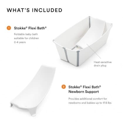 Stokke Flexi Bath Bundle - Foldable Baby Bathtub + Newborn Support - 3