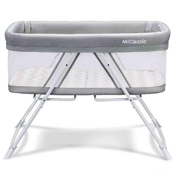 MiClassic 2-in-1 Baby Bassinet – Rocking or Stationary, Foldable Travel Crib