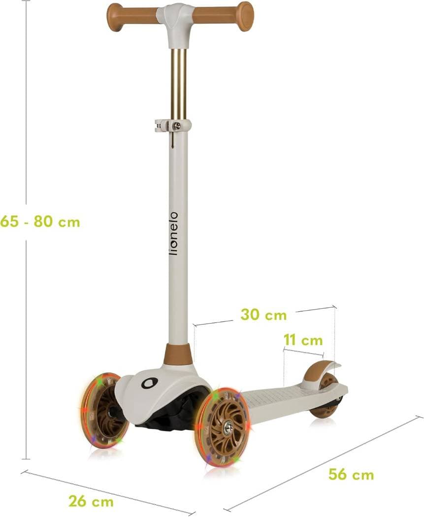 Monopattino per bambini Lionelo Jessy Premium a 3 ruote, ruote a LED, manubrio regolabile, pieghevole (dai 3 anni in su, fino a 50 kg) - 2