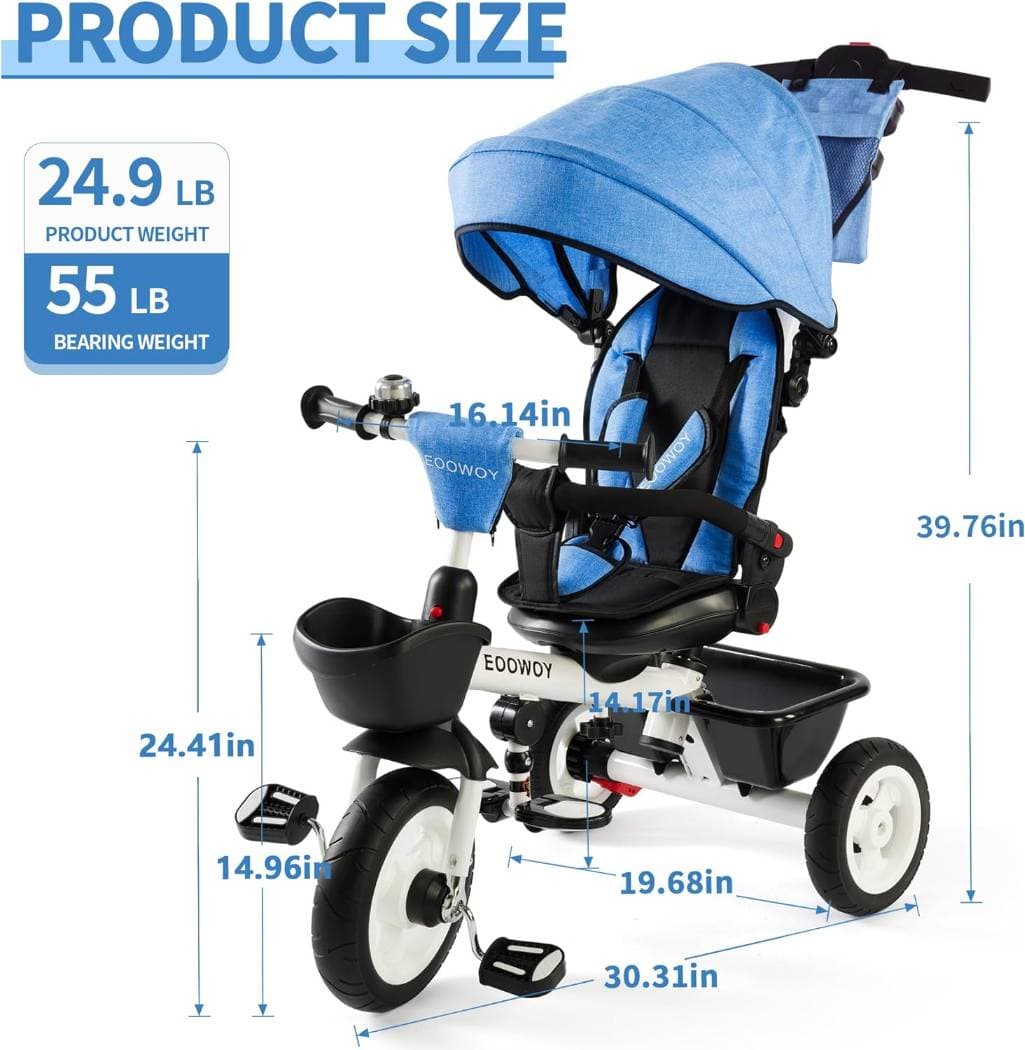 EOOWOY Triciclo per Bambini, Triciclo per Bambini 6 in 1 /18 Mesi - 5 Anni - 4