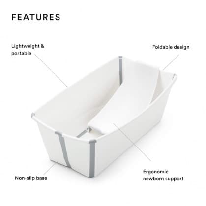 Stokke Flexi Bath Bundle - Foldable Baby Bathtub + Newborn Support - 2