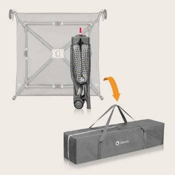 Box Lionelo Lene (Grey Stone) — Rete traspirante, porta con cerniera e materasso T25 + borsa per il trasporto - 3