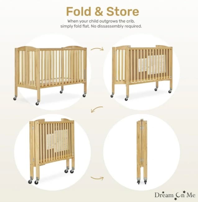 Full Size Folding Crib + Mattress and Linens - 2