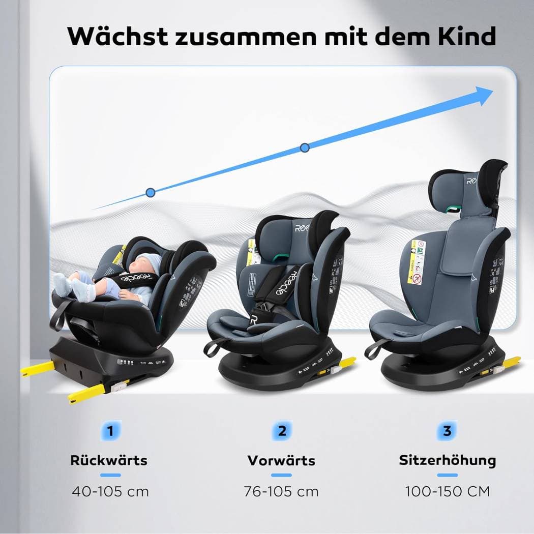 Seggiolino per bambini Reecle girevole a 360° i-Size/0-12 anni - 2